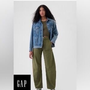 Gap Mid Rise Twill Barrel Pants Olive Green Size 6